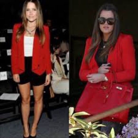 REBECCA MINKOFF x REVOLVE SILK Mustang red open front Becky Jacket size xsmall - Picture 1 of 7